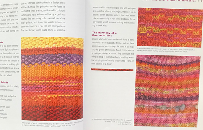 Dyeing to Knit page spread showing color harmony